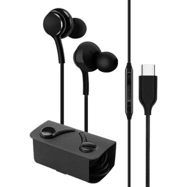 Imagem de Fones de ouvido com fio tipo C, fones de ouvido com microfone à prova 