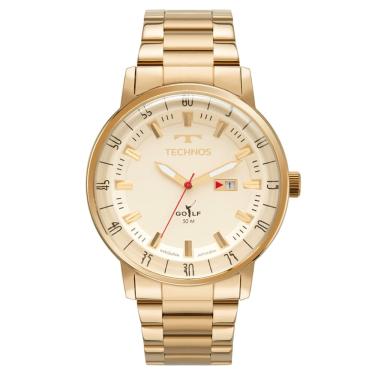 Imagem de Relógio TECHNOS masculino golf dourado bege 2115LAP/1Z
