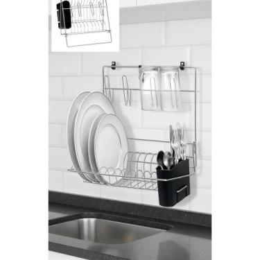 Imagem de Escorredor Parede Inox Talheres Copos Pratos Cromado - Congratulations