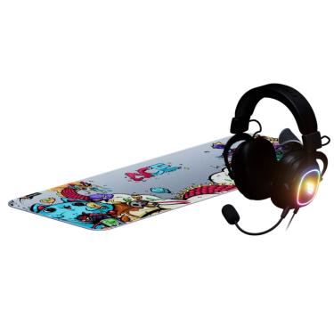 Imagem de Kit Gamer Fallen Essencial Mousepad Ace Estendido E Headset Morcego Eco Rgb
