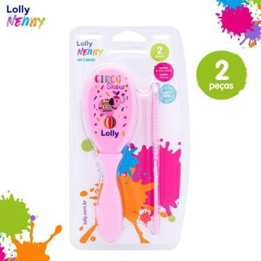 Imagem de Kit Cabelo Lolly Baby Tip Escova + Pente Lolly Rosa 2 peças