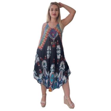 Imagem de Vestido Feminino Indiano Alça Trapézio Longo Plus Size-Cod.5043 - ALÉC