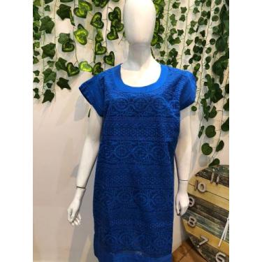 Imagem de Vestido curto azul bordado indiano - BELEZA INDIANA, PlusSize3