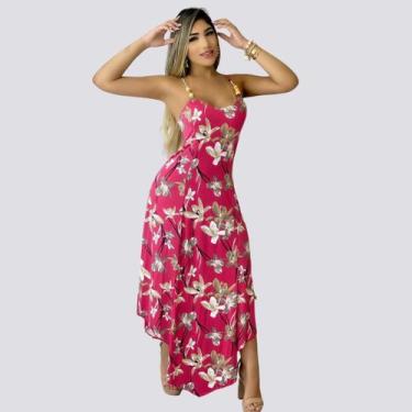 Imagem de Vestido Feminino Estampado Longo Assimétrico Roupas Feminina 0197 - Be