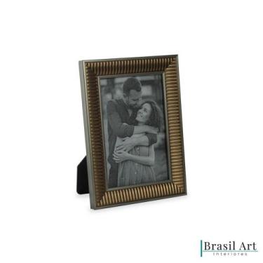 Imagem de Porta-Retrato Decorativo Franzido Bronze 10x15cm - Entre Casa