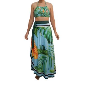 Imagem de Saída De Praia/ Conjunto saia pareô e top cropped - Corpo Dourado Moda