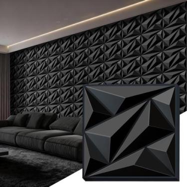 Imagem de Painel de Parede 3D janasse em PVC Preto 30 x 30 cm - 20 Unidades