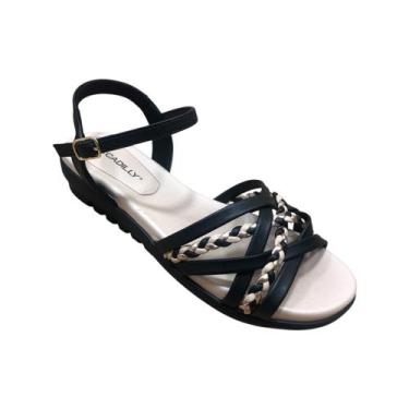 Imagem de Sandalia Piccadilly ortopédica Feminina Casual Anabela Baixa, Preto, 3