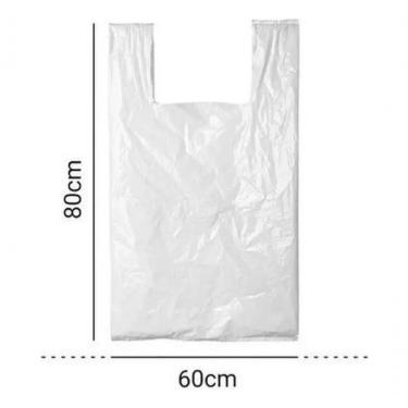 Imagem de Sacola Plástica Branca de Polietileno Reciclado 60x80cm Pacote com 105 Unidades 5kg