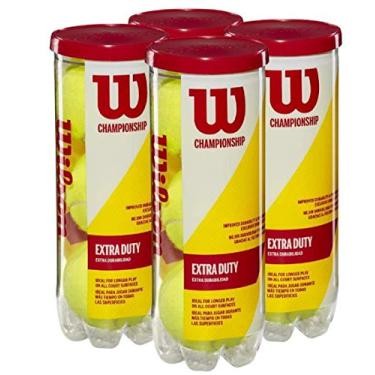 Imagem de Wilson Bola de tênis Championship Extra Duty – Pacote com 4 | Bolas pressurizadas com design de vedação | Altamente elástica, ideal para treinamento e jogos - amarela