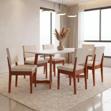 Imagem de Conjunto Sala de Jantar Madeira Maciça 6 Lugares Tampo sem Vidro Cadei