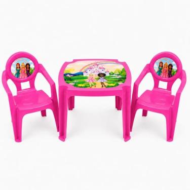 Imagem de Kit Mesa Infantil 2 Poltronas Princesa Rosa Plasnew Brincar