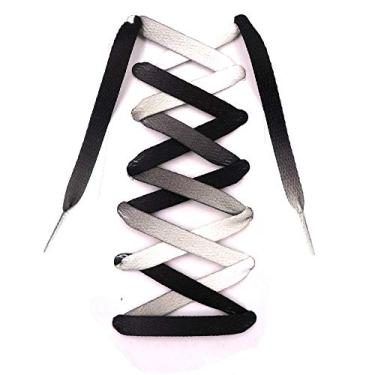 Imagem de Teeoff Cadarços estampados planos, cadarços para tênis, cadarços divertidos de designer, Gradiente preto e branco, 47.2"