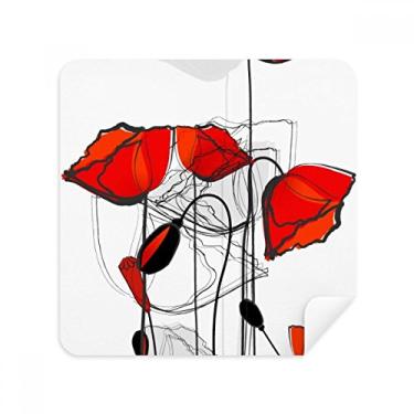 Imagem de Red Flowers Abstract Art Line Painting Corn Glasses Pano de limpeza de tela Tecido de camurça Pacote com 2