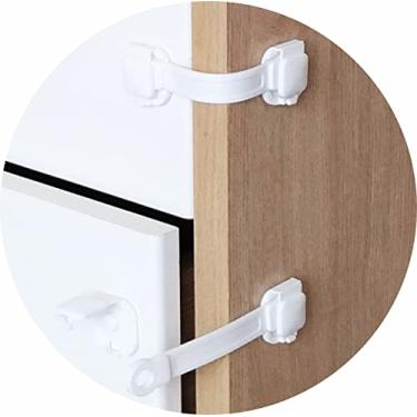 Imagem de Kit 10 Travas Gaveta Armário Geladeira Vaso Sanitário Porta Segurança Bebê Infantil Branco