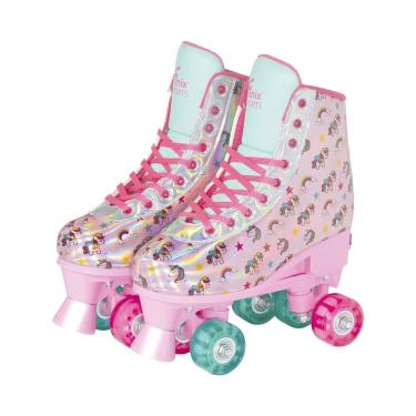 Imagem de Patins 4 Rodas Ajustável Com Luz Unicórnio Rosa 35 ao 38