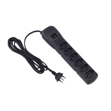 Imagem de Protetor Elétrico 6 Tomadas Preto 3 Metros Force Line