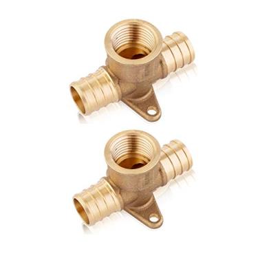 Imagem de (Pacote com 2) EFIELD 3/4" Pex X 3/4" Pex X 1/2" fêmea NPT rosca gota orelha, encaixe de crimpagem de latão sem chumbo - 2 peças