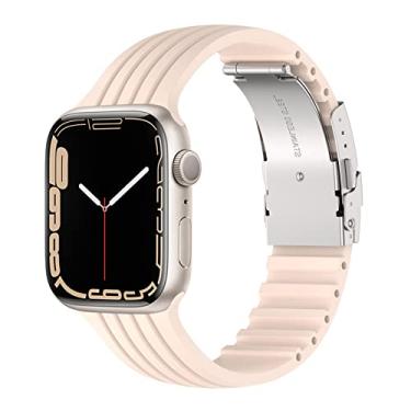 Imagem de ALMNVO Pulseira de Silicone Macia para iWatch SE Series 8/Ultra /7/6/5/4/3/2/1, Banda Leve e Respirável com Fivela de Metal para Apple Watch 49mm 38mm 41mm 40mm 45mm 44mm 42mm