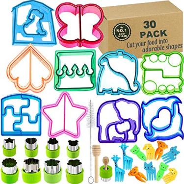 Imagem de (Sandwich Bread Cutters) - Sandwich Bread Cutters Set for Kids Bento Lunch Box Mould Supplies Vegetable Fruit Crust Shapes Cookie Cutters
