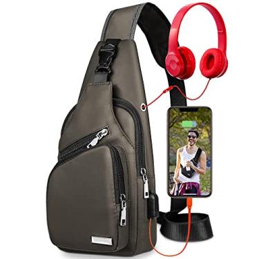 Imagem de Bolsa tiracolo à prova d'água Mochila tiracolo para homens e mulheres Mochila para caminhada Mochila multiuso transversal, Caqui, Small, Mochila transversal