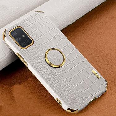 Imagem de Capa de couro com padrão de crocodilo para Samsung Galaxy A51 A71 A21S A31 A22 A32 A52 A72 A13 A23 A73 A53 M52, creme com anel, para Galaxy A23 (5G)