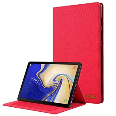Imagem de Tábua PC Capa Compatível com Samsung Galaxy Tab S5e 10.5 (2019) SM-T720/T725 Case, Flip Fold Stand Case Capa protetora de impressão em tecido com Auto Wake Sleep com slots de cartão (Color : Red)