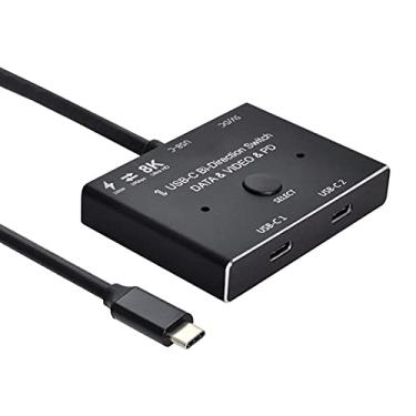 Imagem de NFHK USB-C tipo C interruptor bidirecional MST 1 para 2 Hub suporta dados de vídeo PD 8K @ 30hz 100W 10Gbps