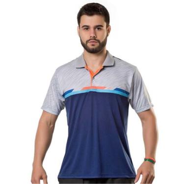 Imagem de Camiseta Elite Polo Dry Line Esporte Massa Masculino - Marinho E Cinza