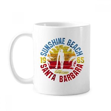 Imagem de Coqueiro Praia Ilustração Padrão Caneca Cerâmica Cerâmica Café Porcelana Utensílios de Mesa