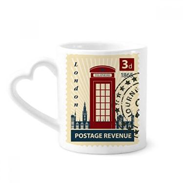 Imagem de London Phone Booth Stamp UK Country City Caneca café cerâmica copo de coração de vidro