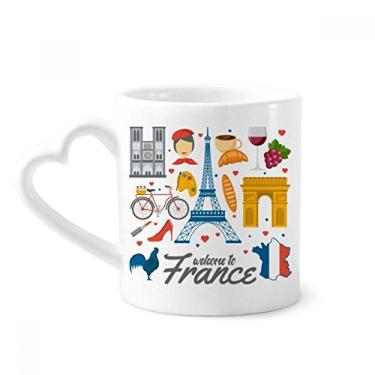 Imagem de Caneca de cerâmica com bandeira nacional arquitetura da França caneca de café copo de coração de vidro