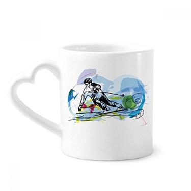 Imagem de Caneca de Esqui de Inverno Esportes Atletas de Esqui Freestyle Caneca de Café Cerâmica Copo de Coração de Vidro