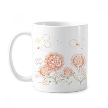 Imagem de Caneca de abelha de girassol pintada à mão caneca de cerâmica xícara de porcelana de café