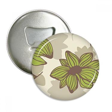 Imagem de Abridor de garrafas de tinta verde marrom com flores e ímã de geladeira emblema multifuncional