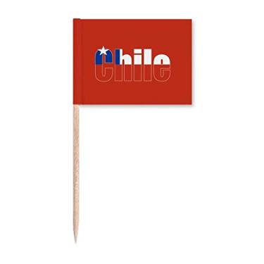 Imagem de Bandeira do país do Chile com nome Art Deco presente moda palito de dentes marcadores decoração de festa