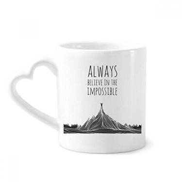 Imagem de Caneca Believe Impossible Black White Quote Caneca de café cerâmica copo de coração de vidro