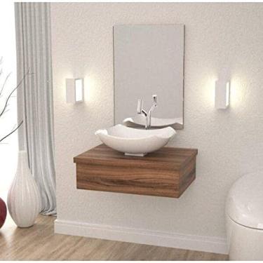 Imagem de Conjunto para Banheiro Gabinete com Cuba L42 e Espelheira 601W Metrópole Compace Nogal