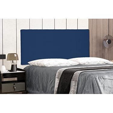 Imagem de Cabeceira Estofada Cama Casal Box Painel Suspensa 1,40 M - Verona (Suede, Azul marinho)