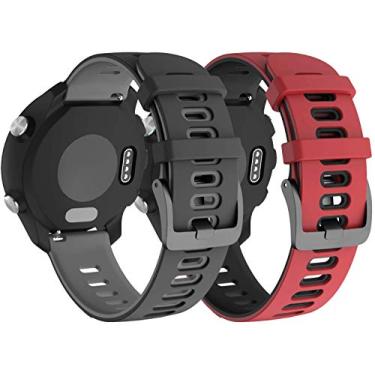 Imagem de Pulseiras NSmart compatível com Garmin Forerunner 245/645 Music/Vivomove/Vivomove HR and Active 3 (Kit Preto+Vermelho)