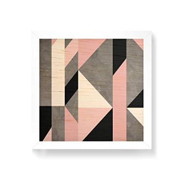 Imagem de Arte Maníacos Quadro decorativo com moldura caixa branca em Madeira - Rosa Geométrico - 30x30cm