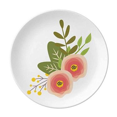 Imagem de Prato de desenho de flor laranja decorativo de porcelana salver louça de jantar