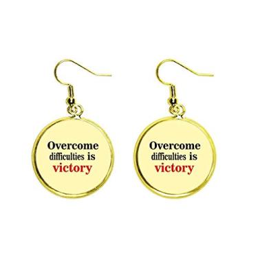 Imagem de Brinco feminino de gota dourada Persistence Victory Overcome Difficult Ear Pendente
