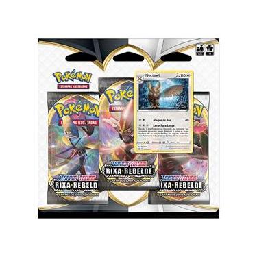 Imagem de Kit Cartas Pokémon EE2 Blister Triplo 3 pacotes + 1 Noctowl - Rixa Rebelde
