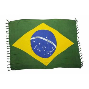 Imagem de Canga De Praia Estampa Bandeira Do Brasil 100% Viscose Linda - Empório