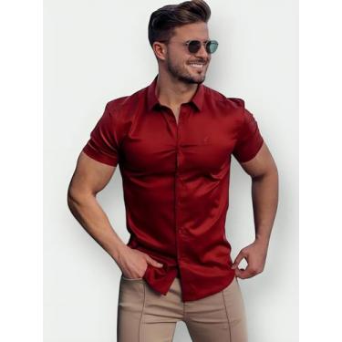 Imagem de Camisa Social  Masculino Manga Curta Slim Fit Varias Cores - Volgue, V