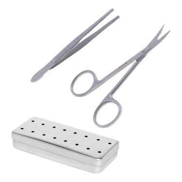 Imagem de Kit Sutura Retirar Pontos Esterilizável Com Estojo Aço Inox