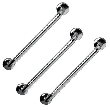 Imagem de Barra de Apoio Inox 60cm Kit 3 Unidades Banheiro Box Deficiente Idoso Cadeirante Acessibilidade Suporte Corrimao Escada Resistente