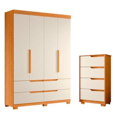 Imagem de Quarto Completo Solteiro Guarda Roupa Doble e Cômoda Sole - Albatroz