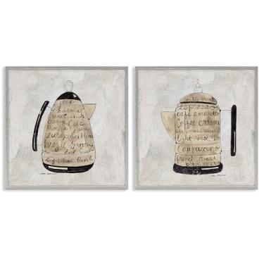 Imagem de Stupell Industries Conjunto de arte giclée emoldurado cinza com frases antigas de café e café expresso por Carol Robinson, 61 x 61 cm